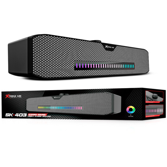 Caixa de Som Soundbar Gamer Xtrike-ME SK403 para PC Aux RGB