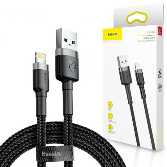 Cabo Lightning Baseus Cafule  1.5A 2m Preto