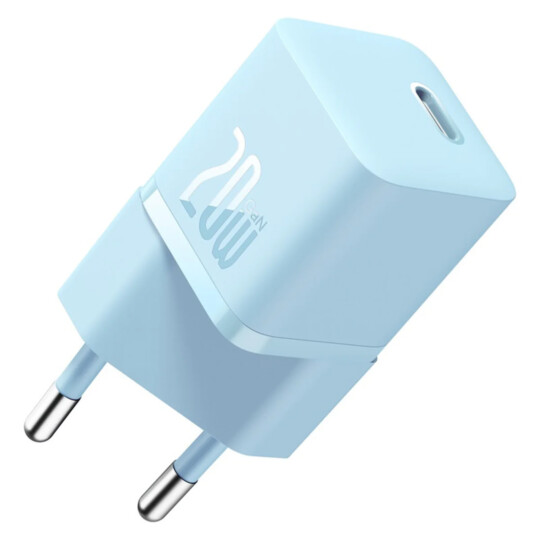 Carregador de Parede Baseus GaN5 mini 1C 20W Azul Modelo CCGAN20E5-M CERTIFICADO ANATEL Nº:17363-23-09981