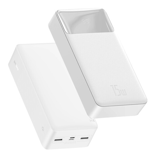 Carregador Portatil Power Bank 30000mah 15w Bipow Digital Display Branco PPBD30 BASEUS 