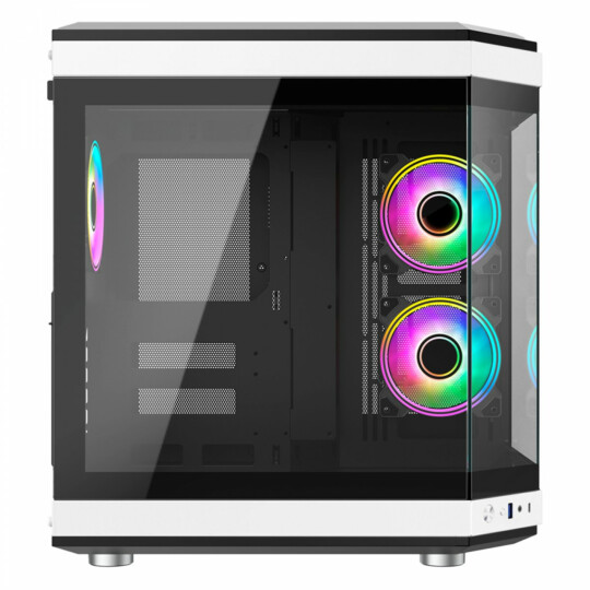 Gabinete Gamer Panoramico Unreal Dark White Sem Fan ATX