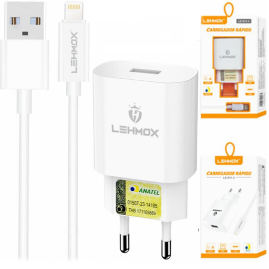 Carregador De Celular 3.1a USB Com Cabo Lightning LEHMOX - LE-511-3