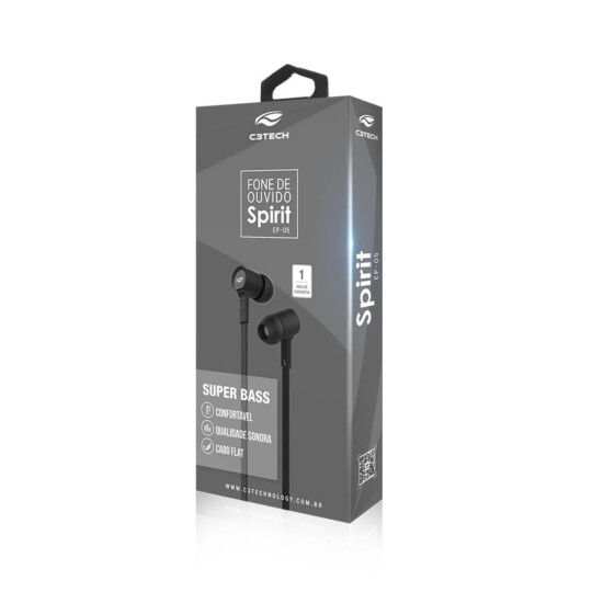 Fone de Ouvido Intra Auricular Spirit C3Tech - EP-05BK