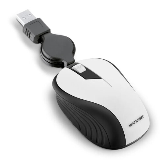 Mouse Óptico Usb Retrátil 1200 dpi Branco Multilaser - MO234