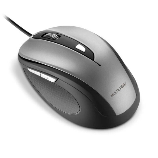 Mouse com Fio Usb Comfort 6 Botões Cinza/Preto Multilaser - MO242