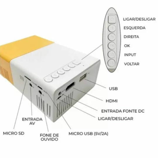 Mini Projetor Portátil Led 400 Lumens 1080p HDMI USB - M20