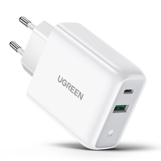 Carregador Turbo UGREEN USB-C PD + QC 3.0 38W Branco CD170 - 60468