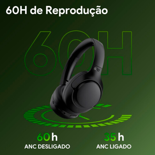 Fones de Ouvido QCY ANC Bluetooth 5.3 Hi-Res Audio Preto - BH23H3A