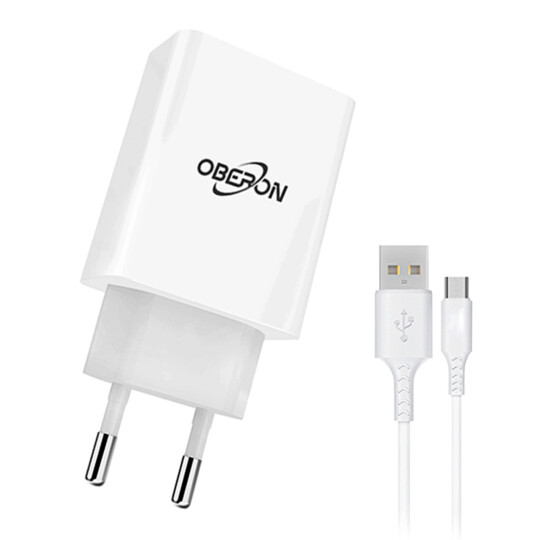 Carregador de Celular 5.1A com 2 Portas USB e Cabo V8 OBERON - OR-IC021/M