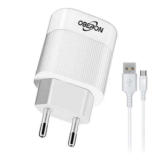 Carregador de Celular 5.1A com 2 Portas USB e Cabo V8 OBERON - OR-IC022/M