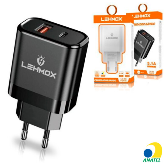 Carregador de Celular 5.1A PD+USB Lehmox - LE-486