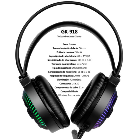 Fone de Ouvido Headset Gamer c/ Fio USB Xtrike-ME GH-510RGB