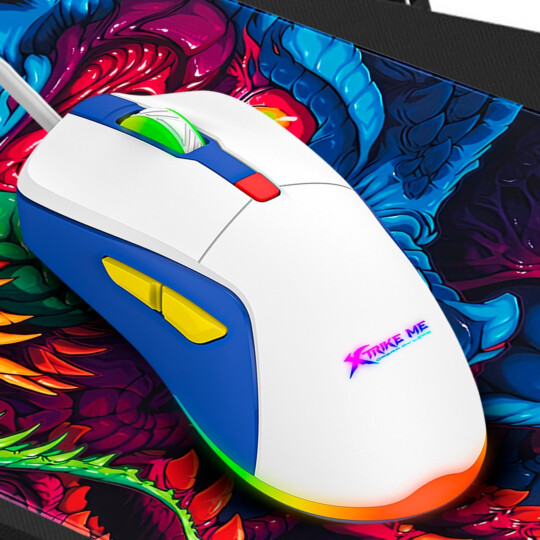 Mouse Gamer Branco Xtrike-ME GM-227 com Fio USB RGB 3600dpi