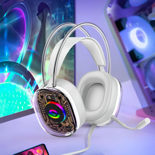 Headset Gamer Branco com Microfone P3 ONISTEK - ON-FN639