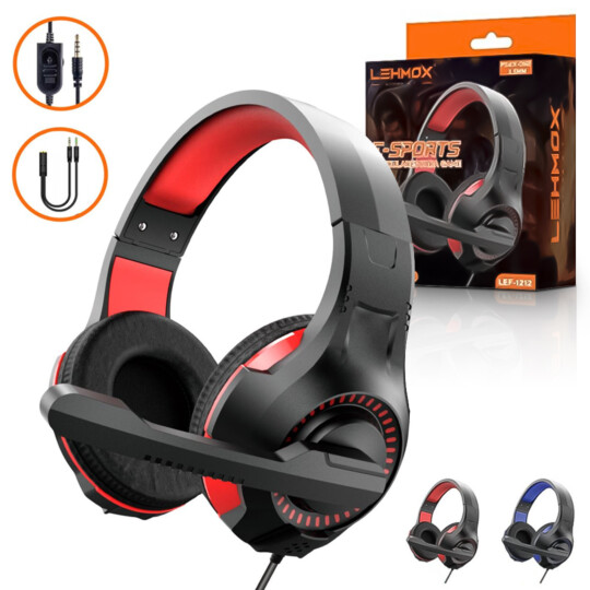 Fone Headset Gamer Com Microfone P3 3.5mm + Adaptador P2 Lehmox - LEF-1212