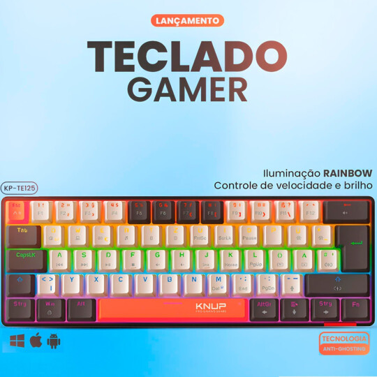 Teclado Mecânico Gamer 60% RGB KNUP - KP-TE125