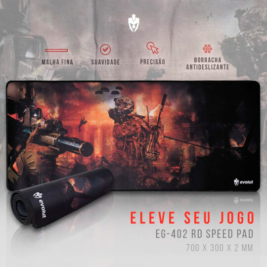 Mouse Pad Gamer Speed Grande Estampado 700x300mm EVOLUT - EG402RD