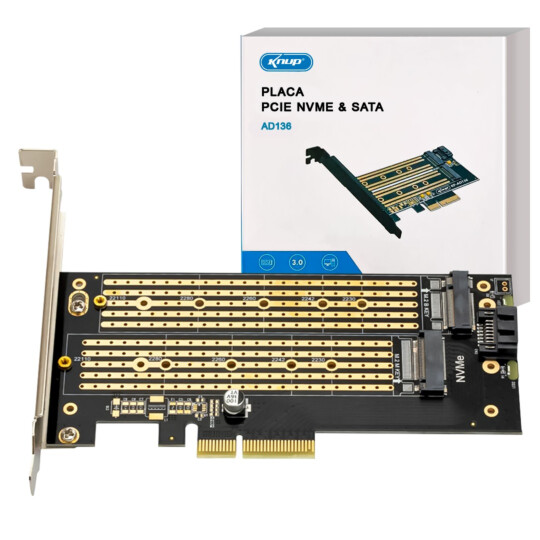 Placa PCI-E Para SSD M.2 NVME KNUP - KP-AD136