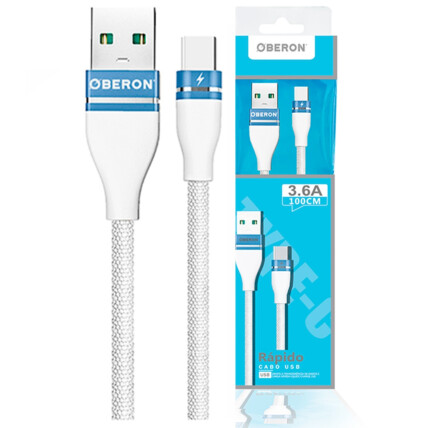 Cabo Carregador Type-C x USB 2 Metros para Celular OBERON - OR-CO02/C2