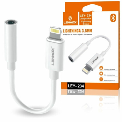 Adaptador IOS Lightning P/ Conector de Fones de Ouvido P2 3,5 mm Lehmox - LEY-234