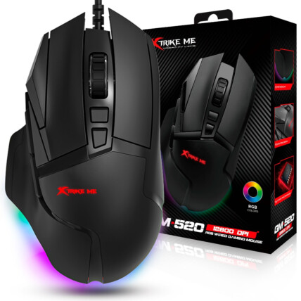 Mouse Gamer Xtrike-ME GM-520 USB com RGB 12800dpi 1000Mhz