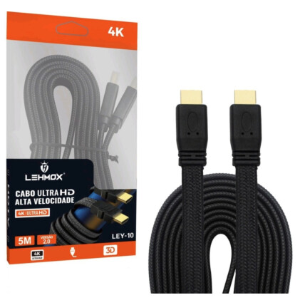 Cabo HDMI 5 metros HD Alta Velocidade 2.0 4k Ultra HDTV 1080p LEHMOX - LEY-10