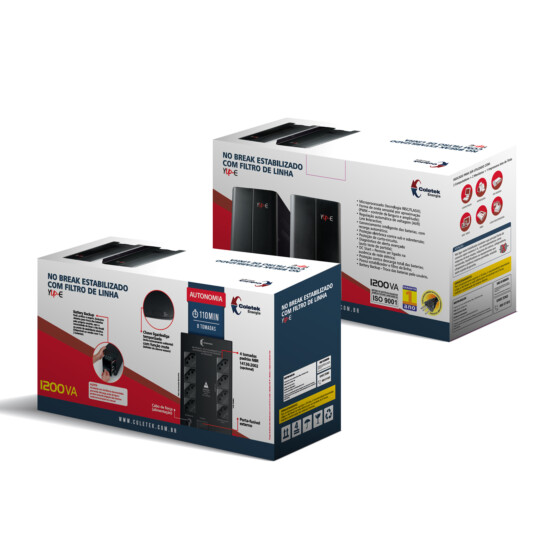 Nobreak Ups 1200VA Bivolt Automático 2 Baterias com 8 Tomadas Coletek - YUP-1200BA-2B8T
