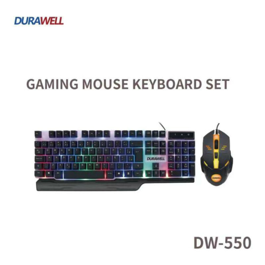 Kit Teclado e Mouse Led RGB ABNT2 2400 DPI à Prova d'água DURAWELL - DW-550