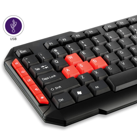 Teclado Gamer Multilaser Com Hotkeys Multimídia Preto/Vermelho - TC160