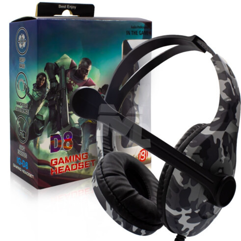 FONE HEADSET GAMER CAMUFLADO C/ MICROFONE E LED BRANCO USB