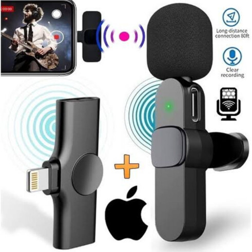 Microfone Lapela Wireless Sem fio para Iphone Ipad Lightning Plug