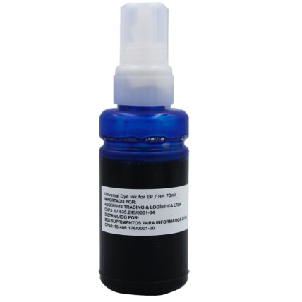 Refil Tinta Universal Ciano para HP/Epson Garrafa 70ml EVOLUT - ET664 CIANO