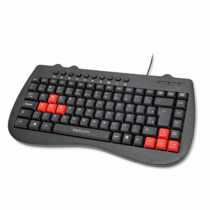 Mini teclado Multimídia USB ABNT2 Tecla Vermelha Exbom - BK-M52