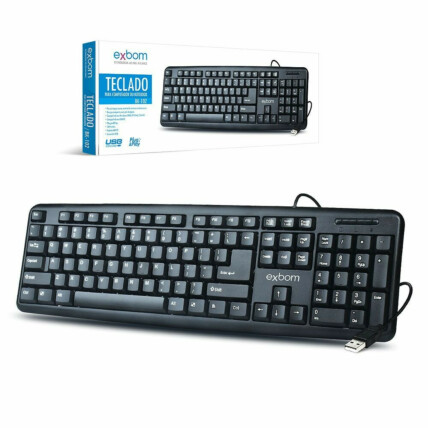 Teclado USB Standard Preto ABNT2 Padrão Brasileiro Exbom - BK-102