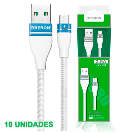 Cabo V8 x USB 2 Metros para celular OBERON - OR-CO02/M2 10 Unidades