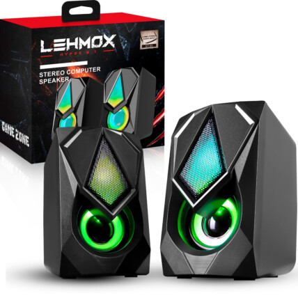 Caixa de Som Gamer Led RGB P2 USB Para PC Lehmox - GT-S2