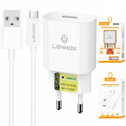 Carregador De Celular 3.1a Usb Com Cabo Type-c Lehmox - LE-511-4