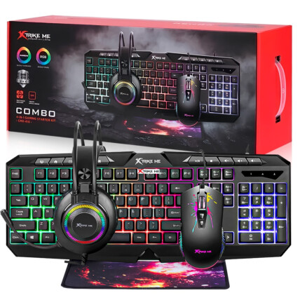 Kit Gamer Teclado Mouse Headset e Mousepad Xtrike-ME CMX-410