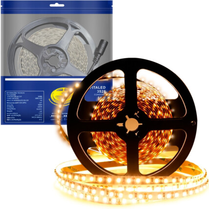 Fita de Led 3528 Branco Quente 3000k 120 Leds IP20 5 Metros - 3528-BQ-IP20-120L