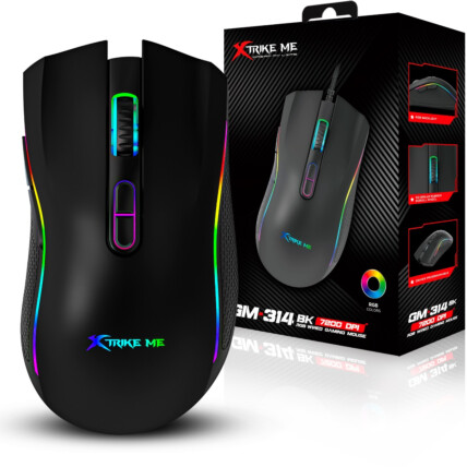 Mouse Gamer Xtrike-ME GM-314 BK Preto USB com RGB 7200dpi 