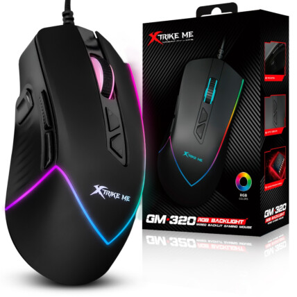 Mouse Gamer Xtrike-ME GM-320 Preto USB com 12800dpi Led RGB