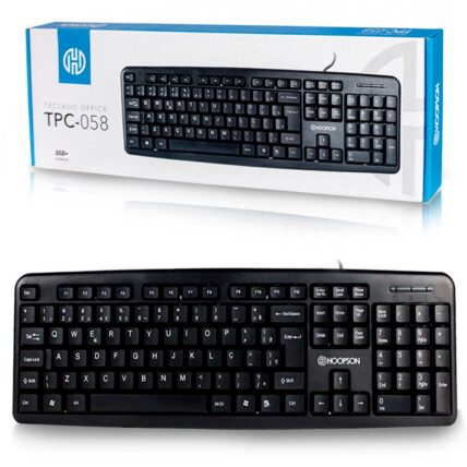 Teclado office com letras grandes preto ABNT 2, HOOPSON-TPC-058G