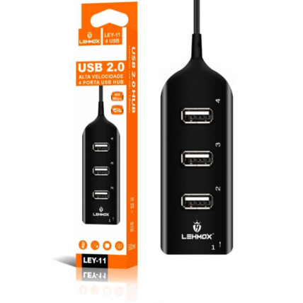 Hub USB 2.0 4 Portas USB 480Mbps Lehmox - LEY-11