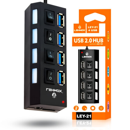 Hub USB Extensor 4 Portas 2.0 com Interruptor Lehmox - LEY-21