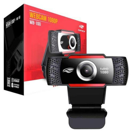 Webcam Full Hd C3Tech 1080P com Microfone Embutido - WB-100BK