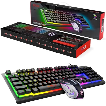 KIT Teclado E Mouse Gamer USB com LED RGB ABNT2 EBAI - KM900