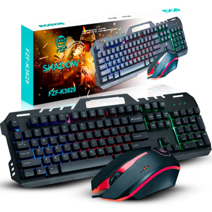 KIT Teclado E Mouse Gamer USB com LED RGB ANSI EBAI - FZF-K3629