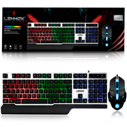 Kit Teclado e Mouse Gamer USB com Led RGB LEHMOX - LEY-45