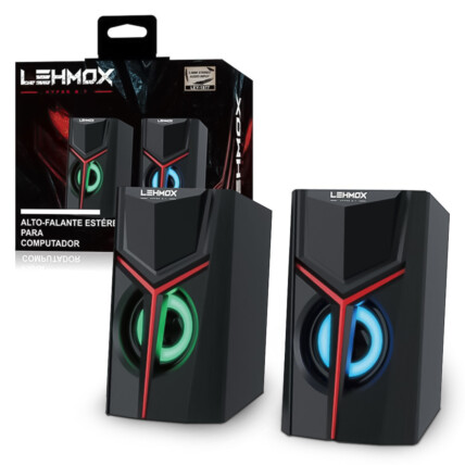 Caixa De Som Gamer Para Pc Usb P2 Com Iluminação Led Lehmox - LEY-1877