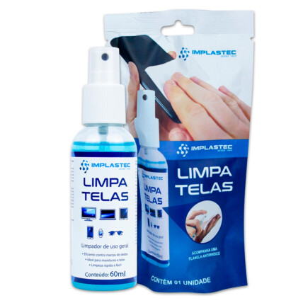Limpa Telas 60ml com Flanela Blister Implastec - FR_60ML